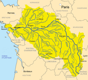 Kaart van die Loire-bekken in Europa.