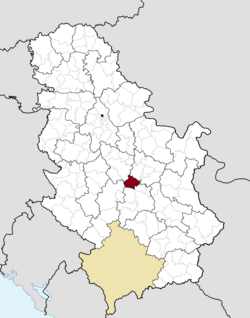 Location of the municipality of Rekovac within Serbia