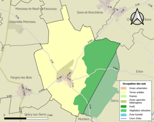 Carte en couleurs présentant l'occupation des sols.