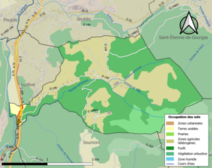 Carte en couleurs présentant l'occupation des sols.