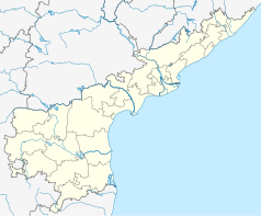 Mapa konturowa Andhra Pradeshu, u góry po prawej znajduje się punkt z opisem „Visakhapatnam”