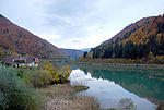 Ožbalt liegt am Stausee des Kraftwerkes Ožbalt