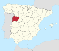 Map o Spain wi Salamanca heichlichtit