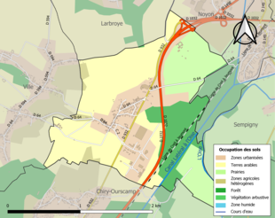 Carte en couleurs présentant l'occupation des sols.