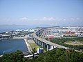 四国側の鉄道と道路の合流点付近