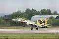 Le premier prototype du Su-35BM (no 901) vu en août 2011, alors qu'il débutait ses tests d'acceptation de l'État, au centre d'essai en vol d'Akhtoubinsk.