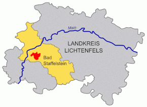 Poziția orașului Bad Staffelstein pe harta districtului Lichtenfels