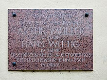 Gedenktafel Artur Müller und Hans Wittig