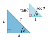 Similar right triangles showing the sec and tan trig functions.