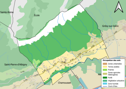 Carte en couleurs présentant l'occupation des sols.