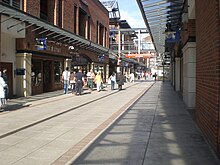 A view of some shops in the Gunwharf Quays shopping centre.