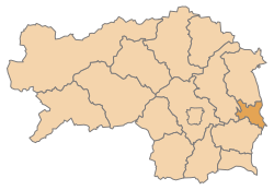 Poloha okresu Fürstenfeld v spolkovej krajine Štajersko (klikacia mapa)