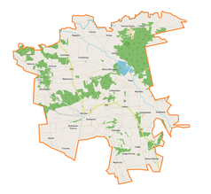 Mapa konturowa gminy Michów, w centrum znajduje się punkt z opisem „Podgranicze”