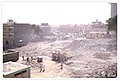 A view of the plaza left after the demolition of a group of houses.