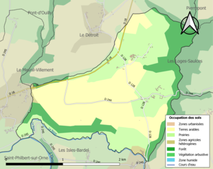 Carte en couleurs présentant l'occupation des sols.