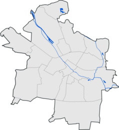 Mapa konturowa Gliwic, w centrum znajduje się punkt z opisem „Teatr Miejski w Gliwicach”