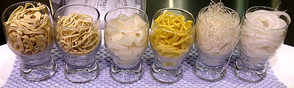 Algunos tipos comunes de noodles comunes en el sudeste de Asia