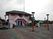 Municipal library, town plaza and police station