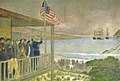 Image 20Forces raising the U.S. flag over the Monterey Customhouse following their victory at the Battle of Monterey (from History of California)