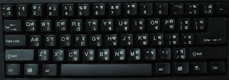 Devanagari INSCRIPT bilingual keyboard layout