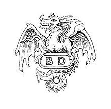 Logo with a winged dragon above initials B D