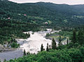 De vanligvis tørrlagte Norefallene i Numedalslågen under flommen i juli 2007