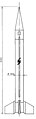 Diagram with Sonda II rocket dimensions