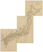 Carte du tracé des côtes du Japon réalisée par Inō Tadataka et publiée en 1821.