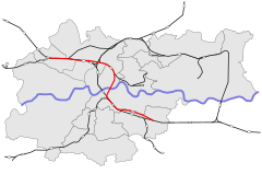 Mapa przebiegu linii kolejowej 100