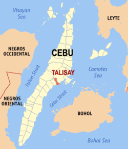 Mapa ning Cebu ampong Talisay ilage