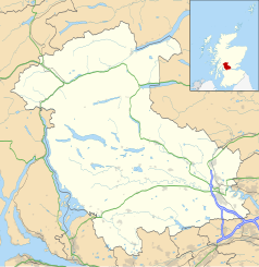 Mapa konturowa hrabstwa Stirling, po prawej nieco na dole znajduje się punkt z opisem „Dunblane”