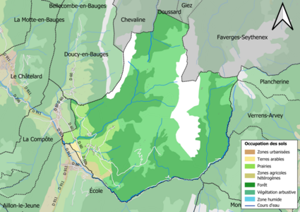 Carte en couleurs présentant l'occupation des sols.