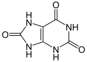 Structuurformule van urinezuur in de ketovorm (2,6,8-trioxypurine)