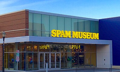 The Spam Museum at dusk