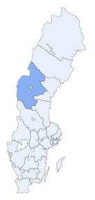 Harta regiunii Jämtlandîn cadrul Suediei