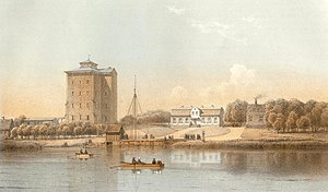 Slott och mangård kring 1869.