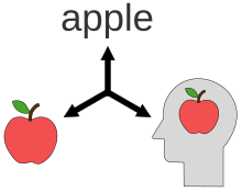 Diagram of the relation between word, object, and thought