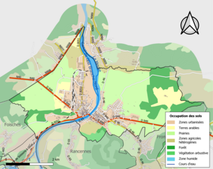 Carte en couleurs présentant l'occupation des sols.