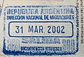 Argentina: Old exit stamp issued in 2002