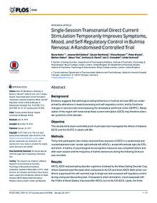 Summary page of a scientific paper documenting an experiment in treating bulimia nervosa with electrical stimulation of the brain