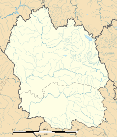 Mapa konturowa Lozère, po prawej nieco u góry znajduje się punkt z opisem „Luc”