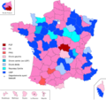 Party affiliation of the General Council Presidents of the various departments in the elections of 2011