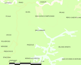 Mapa obce San-Damiano