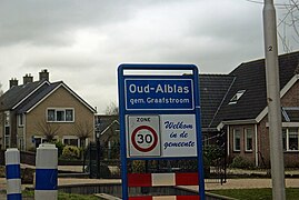 Plaatsnaambord Oud-Alblas