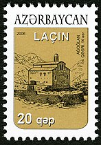 Azerbaijani stamp depicting the monastery