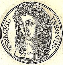 Portrait de Tanaquil, sous forme de médaille, figurant dans le Promptuarii Iconum Insigniorum de Guillaume Rouillé