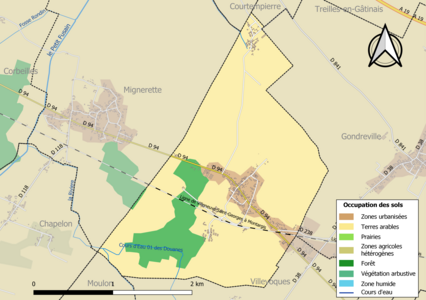 Carte des infrastructures et de l'occupation des sols de la commune en 2018 (CLC).