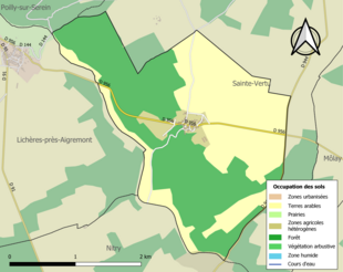 Carte en couleurs présentant l'occupation des sols.