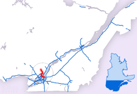 Carte de l'autoroute 25.