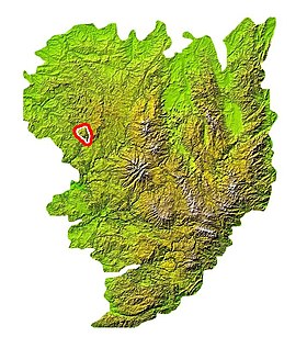 Localisation du massif des Monédièressur la carte du Massif central